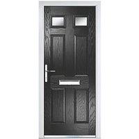 Crystal 4-Panel 2-Light Left or Right-Handed Black Composite Front Door 2055mm x 920mm (371JM)