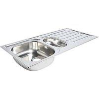 1.5 Bowl Stainless Steel Kitchen Sink & Drainer 1000mm x 500mm (3722K)