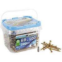 Optimaxx PZ Countersunk Wood Screws 6mm x 100mm 200 Pack (372TY)