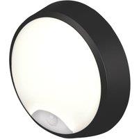 4lite Pylus Outdoor Round LED Wall & Ceiling Bulkhead With PIR Sensor Black 12.5W 1100lm (372VH)