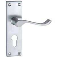 Smith & Locke Fire Rated Euro Lock Door Handles Pair Satin Chrome (3732P)