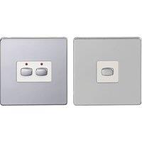 Energenie 2-Gang 2-Way Master & Slave Smart On/Off Light Switch Set Polished Chrome (3738X)