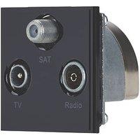 Contactum Media Modular Coaxial TV / FM & Satellite Socket Black (373RP)