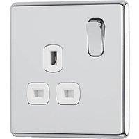 Arlec 13A 1-Gang SP Switched Socket Polished Chrome with White Inserts (373RU)