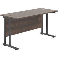 TC Group Aztec Twin Upright Rectangular Office Desk Dark Walnut/Black 1200mm x 600mm (374TT)