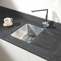 Metis Black Kitchen Worktop with 1 Bowl Stainless Steel Sink 3050mm x 620mm x 15mm (376PH)