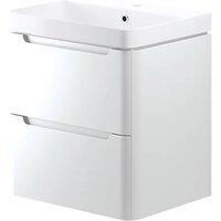 Wall-Hung Vanity Unit & Basin Gloss White 605mm x 460mm x 662mm (376PJ)