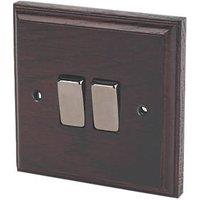 Varilight 10AX 2-Gang 2-Way Light Switch Dark Oak (3776H)