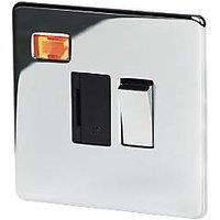 Crabtree Platinum 13A Switched Fused Spur with Neon Polished Chrome with Black Inserts (37848)
