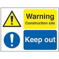 Essentials "Warning Construction Site Keep Out" Sign & Stanchion Frame 450mm x 600mm (3789T)