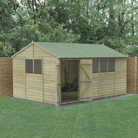 Forest Beckwood 14' 6" x 10' (Nominal) Reverse Apex Shiplap Timber Shed with Base & Assembly (378PW)