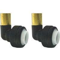ETAL Brass Push-Fit Equal 90 Black Stem Elbow 15mm 2 Pack (379YU)