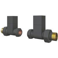 ETAL Swelt 15mm x 1/2" Anthracite Straight Designer Manual Radiator Valve Head & Body 2 Pack (380VV)