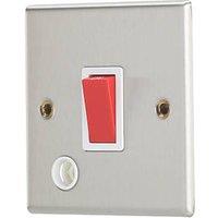 Contactum iConic 32A 1-Gang DP Control Switch & Flex Outlet Brushed Steel with White Inserts (382RP)