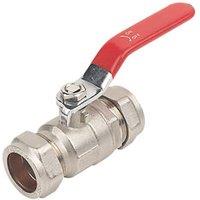 Essentials Compression Reduced Bore 22mm Lever Ball Valve with Red Handle (38468)