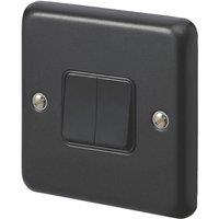 MK Contoura 10A 2-Gang 2-Way Switch Black with Colour-Matched Inserts (384RG)