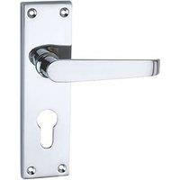 Smith & Locke Fire Rated Euro Lock Door Handles Pair Polished Chrome (3856P)