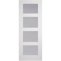 4-Clear Light Primed White Wooden Shaker Internal Door 1981mm x 838mm (385FA)