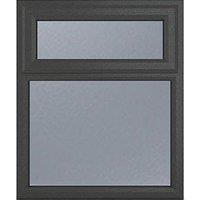 Crystal Top Opening Obscure Triple-Glazed Casement Anthracite on White uPVC Window 1190mm x 1115mm (386JM)