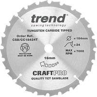 Trend CSB/CC18424T Wood Crosscut Circular Saw Blade 184mm x 16mm 24T (386XG)
