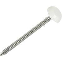 uPVC Nails White Head A4 Stainless Steel Shank 3mm x 50mm 100 Pack (38849)