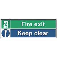 Essentials Non Photoluminescent "Fire Exit Keep Clear" Sign 150mm x 450mm (388FG)