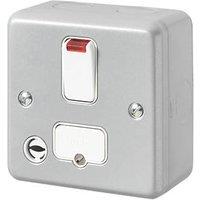 MK Metal-Clad Plus 13A Switched Metal Clad Fused Spur & Flex Outlet with Neon Aluminium with White Inserts (389JR)