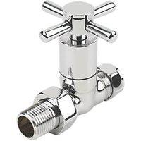 Palermo 15mm x 1/2" Chrome Straight Traditional Manual Radiator Valve Head & Body 2 Pack (39036)