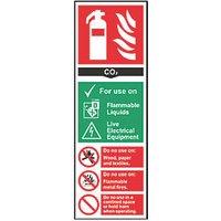 Essentials Non Photoluminescent "Fire Extinguisher CO2" Sign 100mm x 300mm (390FG)