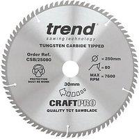 Trend CraftPro Wood/Chipboard/MDF Circular Sawblade 250mm x 30mm 80T (390PX)