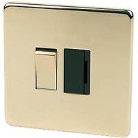 Crabtree Platinum 13A Switched Fused Spur Polished Brass with Black Inserts (39129)