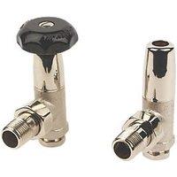Tesla Winchester 15mm x 1/2" Nickel/Black Angled Traditional Manual Radiator Valve & Lockshield (39238)