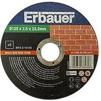 Erbauer Masonry Cutting Discs 125mm (5") x 22.2mm 5 Pack (392PH)