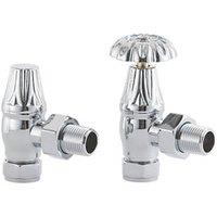 Arroll UK-10 15mm x 1/2" Chrome Angled & L/S Traditional Manual Radiator Valve & Lockshield (3938G)