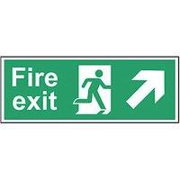 Essentials Non Photoluminescent "Fire Exit Man Up Right Arrow" Sign 150mm x 400mm (393FG)