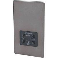 Varilight 1-Gang Dual Voltage Shaver Socket 115/230V Slate Grey with Black Inserts (3943H)