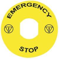 Schneider Electric Yellow/Black "Emergency Stop" Legend Plates 90mm 10 Pack (394HV)