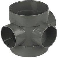 FloPlast Solvent Weld 3-Boss Double Socket Short Pipe Anthracite Grey 110mm (394KJ)