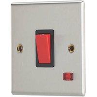 Contactum iConic 32A 1-Gang DP Control Switch Brushed Steel with Neon with Black Inserts (394RR)
