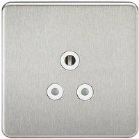 Knightsbridge 5A 1-Gang Unswitched Socket Brushed Chrome with White Inserts (395TY)