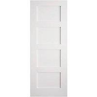 Primed White Wooden 4-Panel Shaker Internal Door 1981mm x 838mm (396FA)