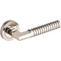 Smith & Locke Studland Fire Rated Lever on Rose Door Handles Pair Chrome / Brushed Nickel (396HY)