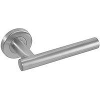 Eclipse Insignia T-Bar Fire Rated Lever on Rose Door Handle Pair Satin Stainless Steel (396KW)