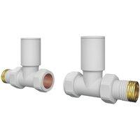 ETAL Rise 15mm x 1/2" White Straight Designer Manual Radiator Valve Head & Body 2 Pack (396VV)