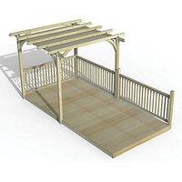 Forest Ultima 16' x 8' (Nominal) Flat Pergola & Decking Kit with 3 x Balustrades (2 Posts) & Canopy (397FL)