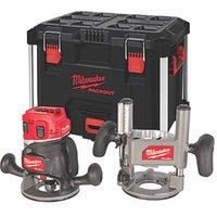 Milwaukee M18FR12KIT-0P FUEL 18V Li-Ion RedLithium 8mm, 12mm, 1/4" & 1/2" Brushless Cordless Router with Fixed & Plunge Base - Bare (398KN)