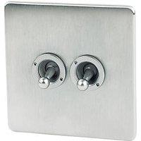 Crabtree Platinum 10AX 2-Gang 2-Way Toggle Switch Satin Chrome (39944)