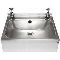 1 Bowl Stainless Steel Wall-Hung Washbasin & Crosshead Taps 457mm x 357mm (39947)