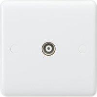 Knightsbridge Curved Edge 1-Gang Isolated Coaxial TV Socket White (400YA)