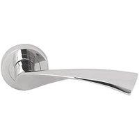 Serozzetta Breeze Fire Rated Lever on Rose Door Handles Pair Polished Chrome (4011H)